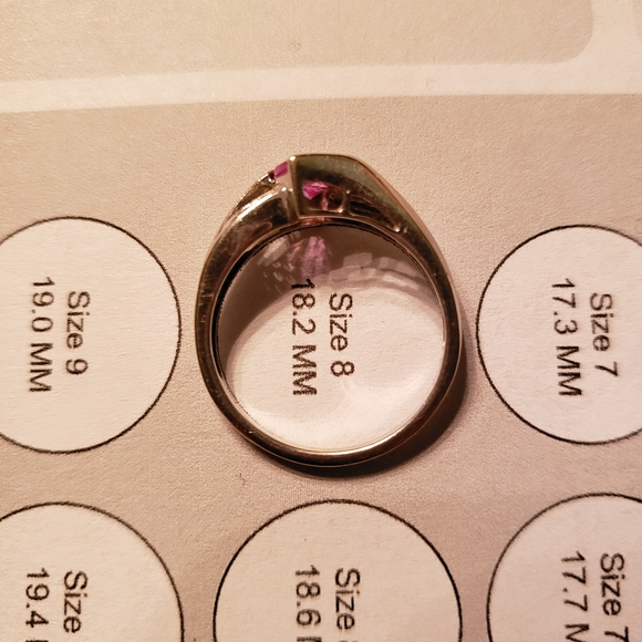 COPY - Pink Sapphire Princess cut 10k Silver ring with Diamonds - Picture 7 of 9